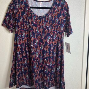 LuLaRoe Perfect Tee Navy Fall Paisley Print Small